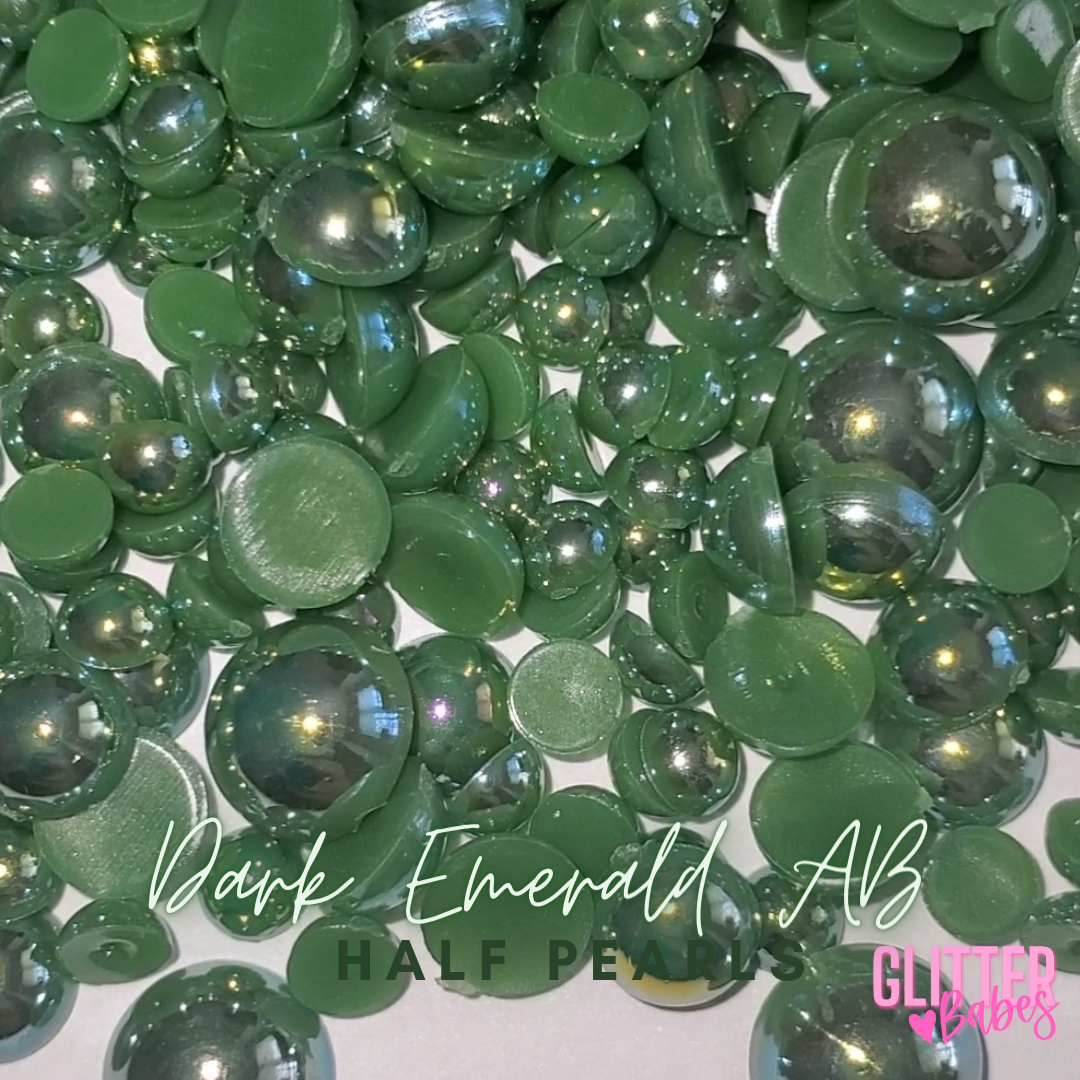 Dark Emerald AB - Half Pearls