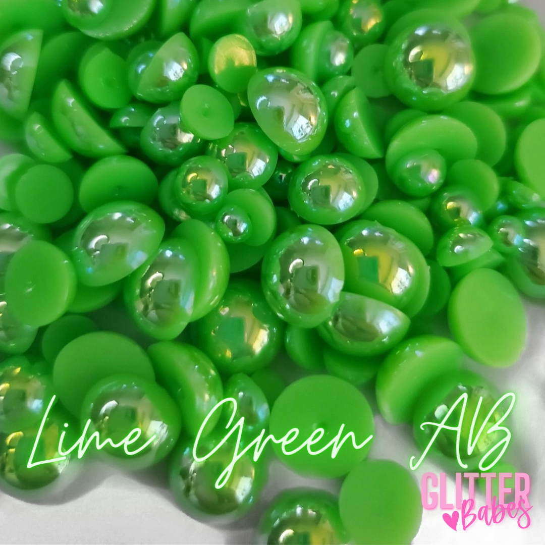 Lime Green AB - Half Pearls